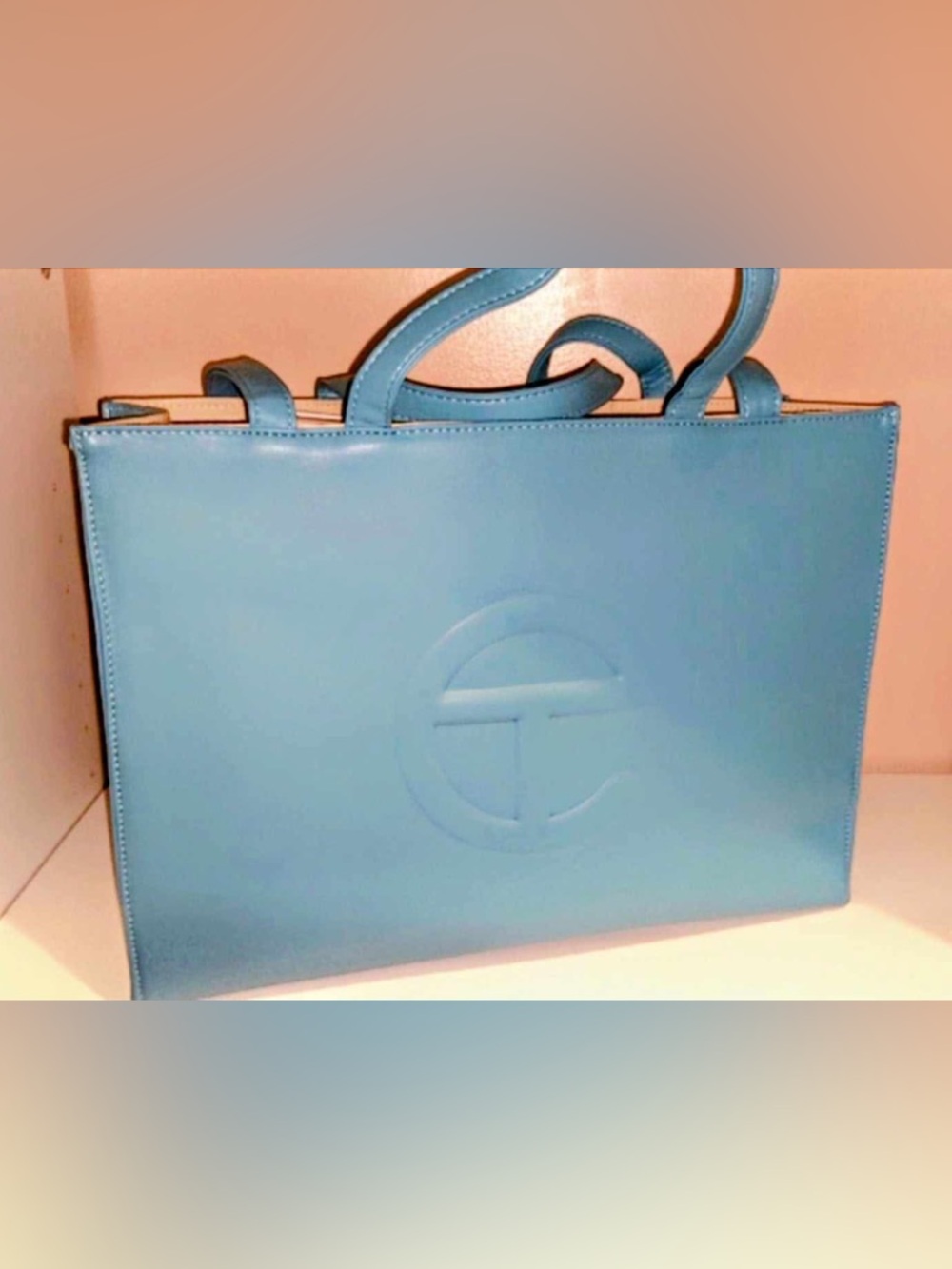 Telfar Light Blue Embossed Shopping Tote
